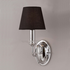 Impex Lighting Chrome Wall Light with Black Fabric Shade