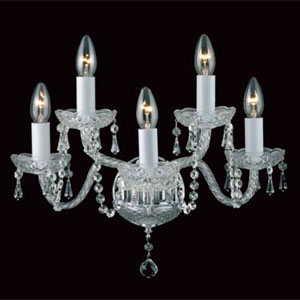 Impex Lighting Georgian Style 5 Light Crystal And Chrome Wall Light With Preciosa Strass Crystal
