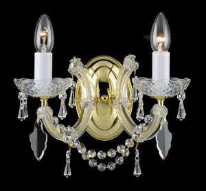 Impex Lighting Glass Armed Maria Theresa Style Crystal And Gold Double Wall Light