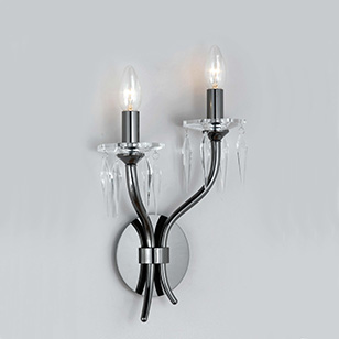 Impex Lighting Impex Modern Gun Metal And Crystal Wall Light