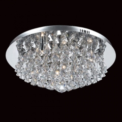 Impex Lighting Parma 8 Light Chrome Crystal Flush Ceiling Light
