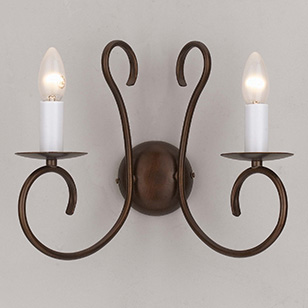 Impex Lighting Sienna Gothic Double Wall Light In A Brown Metal Finish