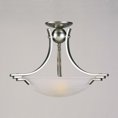 Traditional Satin Nickel and Glass Ceiling Light