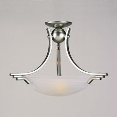Impex Lighting Traditional Satin Nickel and Glass Ceiling Light