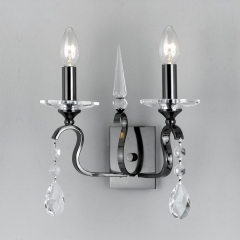 Impex Lighting Viking Gun Metal Crystal Wall Light