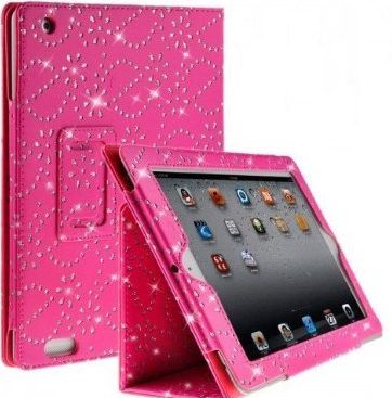 Imported Gadgets Diamond Bling Sparkly Gem Glitter Leather Flip Case Cover Pouch For Apple Ipad 2nd / 3rd / 4th Generation With Screen Guard 