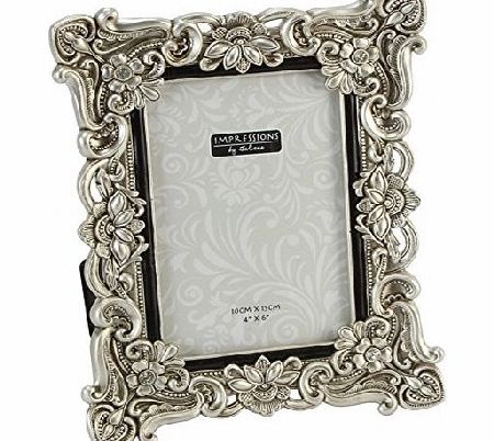 Impressions Floral Antique Silver Photo Frame 4 x 6