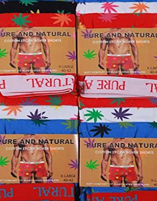 IMTD Mens 3prs Designer Leaf Weed Ganga Print Design Boxer Shorts Underwear Boxershorts Trunks Size Medium