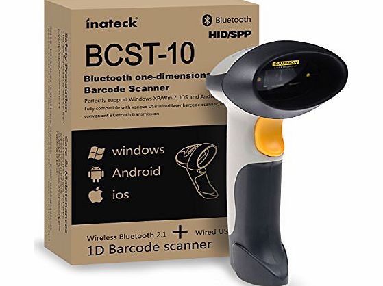 Bluetooth Wireless Barcode Scanner (Laser Wireless Bluetooth amp; USB2.0 Wired) USB Rechargeable Barcode Bar-code Handscanner Operation with iPad Air/mini, iPhone, Android Phones, Tablets or