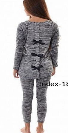 INDEX 2109 Ladies Womens Black Bow Back 2 Piece Tracksuit Lightweight Jog Gym Lounge Suit B (S/M (8-10), GREY / BLACK BOWS)