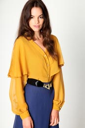 INDIA Lace Insert Cape Detail Blouse