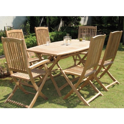 Childs Folding Table  Chairs on Folding Boat Shaped Table And 6 Chairs A Large Rectangular Solid Teak