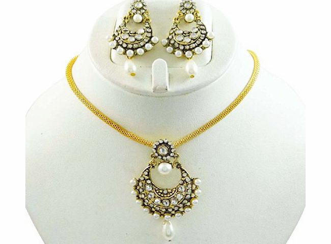 Indianbeautifulart Bollywood Wedding Jewellery Women Party Wear Pendant Necklace Set Goldtone Kundan Jewellery Gift