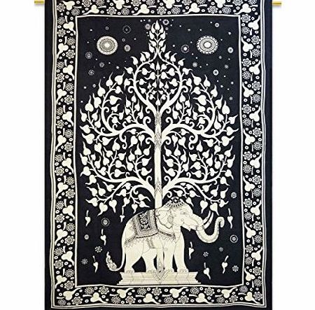 Indianbeautifulart Cotton Tree Tapestry Beach Blanket Hippie Bohemian Twin Hanging Bed Sheet 84`` X 56``