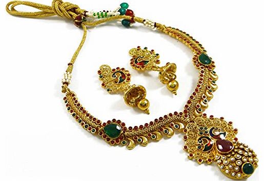 Indianbeautifulart Gold Plated Necklace Set Polki Jewellery South Indian Women Bridal Wear Jewellery Gift For Wife