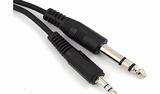 3.5mm to 6.35mm Stereo Audio Cable - 1.8m - 3.5 Male to 6.3 Male Lead - Black (1.8 Metre)