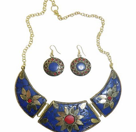 indischerbasar.de Indian Jewellery Set Bikaner blue semi precious stone Bollywood