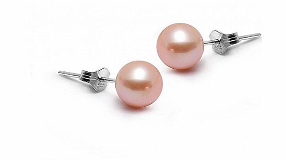 Infinite U 925 Sterling Silver Freshwater 8-9mm Pearl Women Studs Earrings Pink -Special Offer