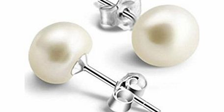 Infinite U 925 Sterling Silver Freshwater 8-9mm Pearl Women Studs Earrings White -Special Offer