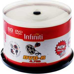 Infiniti DVD-R Professional 16x (speed) - White Top - 50 Spindle Pack - MEGA PRICE!