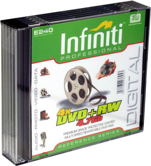 Infiniti DVD RW 4.7GB 4x (4 Speed) - In Slim Jewel Case - 5 Pack
