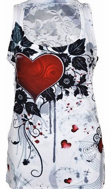 Innocent Clothing Rose Heart Lace Panel Vest T-RHEARTL-W-
