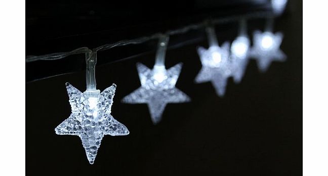 4M 40 LED Fairy string lights Battery operated,Frosted star shape for Christmas, Partys, Wedding, New Year Decorations, etc ** White