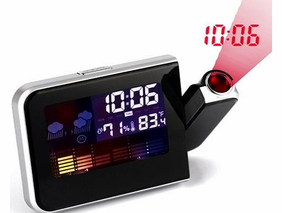 DIGITAL WEATHER PROJECTION PROJECTOR SNOOZE ALARM CLOCK,Color Display, LED Backlight