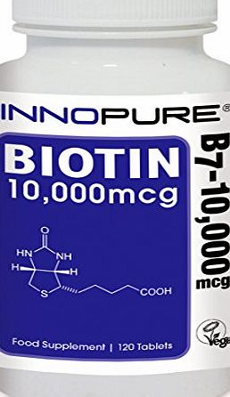BIOTIN Optimum Strength - 10,000mcg | 4 Months Supply, 120 Tablets | Innopure