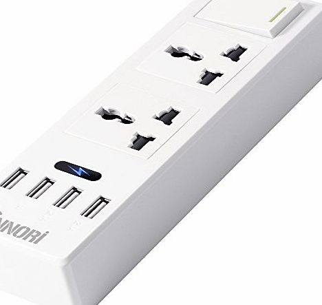 Extension Cables Multi-functional USB Power Strip Indoor 1.8m Socket 2 Way Surge Protector with 2 Universal Electrical AC Power Sockets amp; 4 USB Ports Charging Station Power Supply for Home
