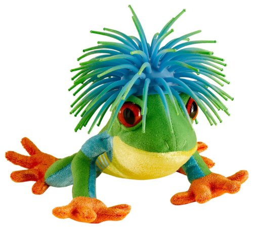 Zibbies Plush Pet Toy W/Crazy Hair & Squeaker-Frizzll The Tree Frog