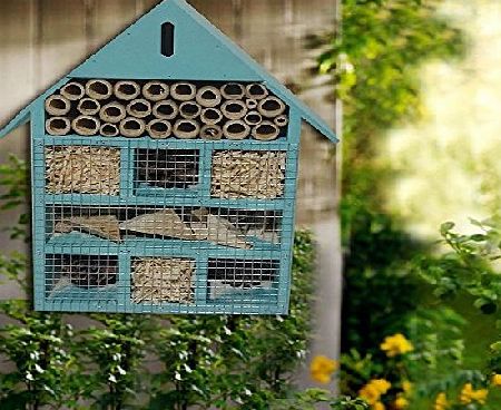 INSECT HOTEL WOODEN LARGE BLUE INSECT BUGS GARDEN HANGING HOTEL HOME BEES LADYBIRD NEST BOX HOUSE