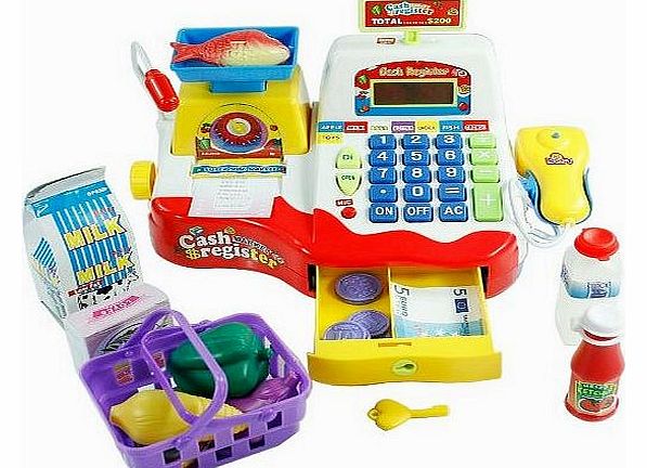 Kids Toy Supermarket Till, Cash Register, Shop Till - (Red)