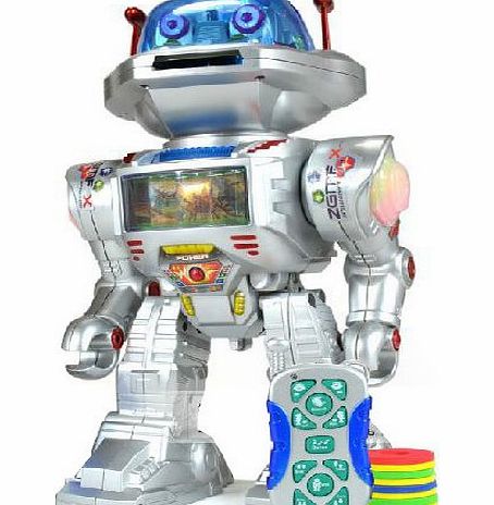 Inside Out Toys RC Remote Controlled Robot, Toy Robot- Shoots Frisbees, Dances, Talks, Walks, with Sounds and Lights