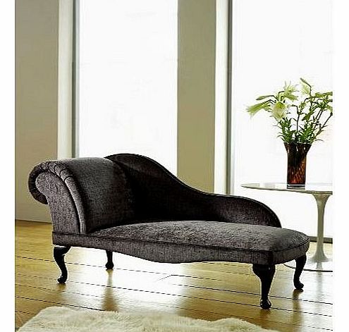 Modern Chaise Longue in Charcoal Velvet