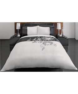 Inspire Floral Grandeur Black Duvet Cover Set -
