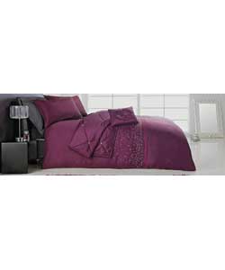 Inspire Gem Embroidered Plum Duvet Cover Set -