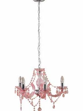 Pink Chandelier 5 Light Ceiling Fitting
