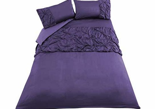 Inspire Purple Rouched Bedding Set - Double