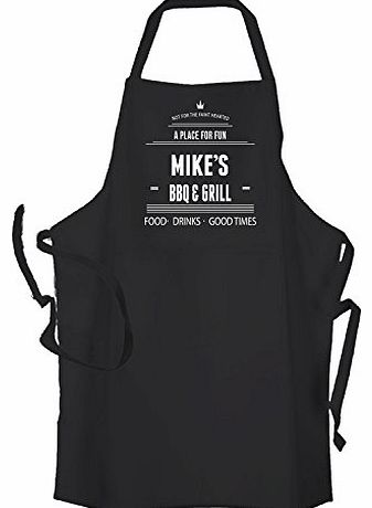 Inspired Creative Design Mens Personalised Black BBQ & Grill Apron Personalised with A Name Of Your Choice