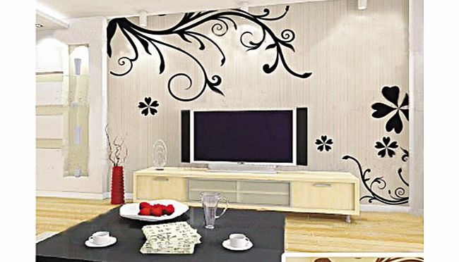 Instylewall Home Decoration Mural Decal Art Vinyl Wall Sticker Living Room Wall Flower Black Paper
