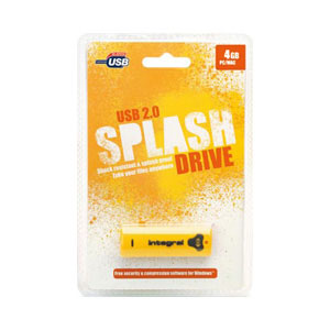 Integral 4GB USB 2.0 Splash Drive - Yellow