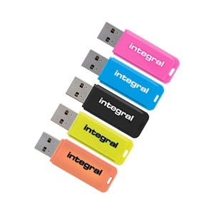 Integral 8GB Neon USB Flash Drives - 5 Pack