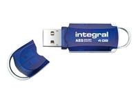 Integral Courier AES 4Gb USB Flash Drive translucent blue with 256bit hardware based encryption
