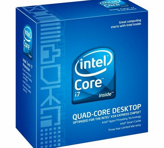 Intel i7-940 (Nehalem) Quad Core Processor - 2.93 GHz,8MB L3 Cache,1600MHz FSB,Socket 1366,45 nm,3 Year Warranty,Retail Boxed