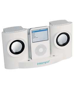 Ipod Speaker  Remote on White Active Speaker System With Docking Station  Powerful 2 X 6 Watt
