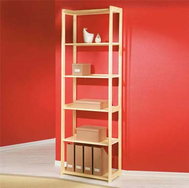 Inter Link SA Clearance - Meghan Solid Pine 6 Shelf Bookcase