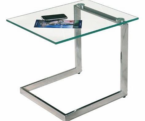 Interlink Yolanda Transparent Side Table Tempered Glass Top/ Chrome