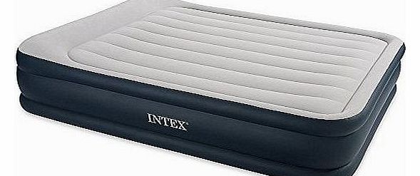 Deluxe Pillow Raised Airbed with Built In Electric Pump - Navy/Grey, 152x203x48cm