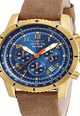 Invicta  Invicta Mens 18926 Aviator Chronograph Display Tane Leather Strap Gold plated Stainless Steel Case Watch mens quartz Watch with brown Dial chronograph Display and brown leather Strap 18926
